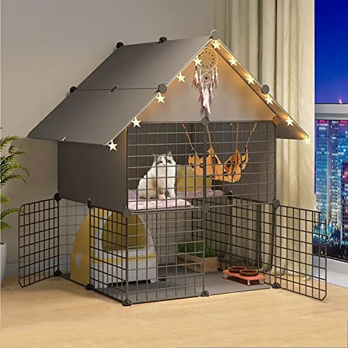 ANSNOW Katzenkäfige Für Den Innenbereich, Große Haustierkiste, Großer Katzenlaufstall, Haustierlaufstall, DIY-Metalldrahtgitterkäfig, Katzenlaufstall Für Kleine Tiere, Katzengehegebox, Großer Übungs von ANSNOW