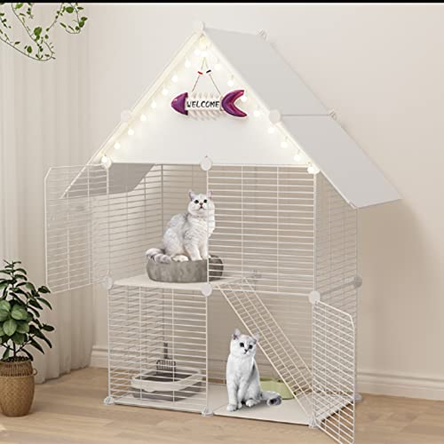 ANSNOW Katzenkäfige Für Den Innenbereich Mit Dach Und Tür, Katzenlaufstall, Katzengehege, Übungshofzaun, Diy Abnehmbare Haustierhütten Aus Metall, Kiste, Deluxe-Katzenhaus, Laufstall, Einfach Zu Mon ANSNOW Katzenkäfige Für Den Innenbereich Mit Dach Und Tür, Katzenlaufstall, Katzengehege, Übungshofzaun, Diy Abnehmbare Haustierhütten Aus Metall, Kiste, Deluxe-Katzenhaus, Laufstall, Einfach Zu Mon von ANSNOW