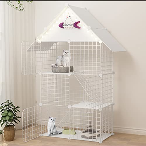 ANSNOW Katzenkäfige Für Den Innenbereich Mit Dach Und Tür, Katzenlaufstall, Katzengehege, Übungshofzaun, Diy Abnehmbare Haustierhütten Aus Metall, Kiste, Deluxe-Katzenhaus, Laufstall, Einfach Zu Mon ANSNOW Katzenkäfige Für Den Innenbereich Mit Dach Und Tür, Katzenlaufstall, Katzengehege, Übungshofzaun, Diy Abnehmbare Haustierhütten Aus Metall, Kiste, Deluxe-Katzenhaus, Laufstall, Einfach Zu Mon von ANSNOW