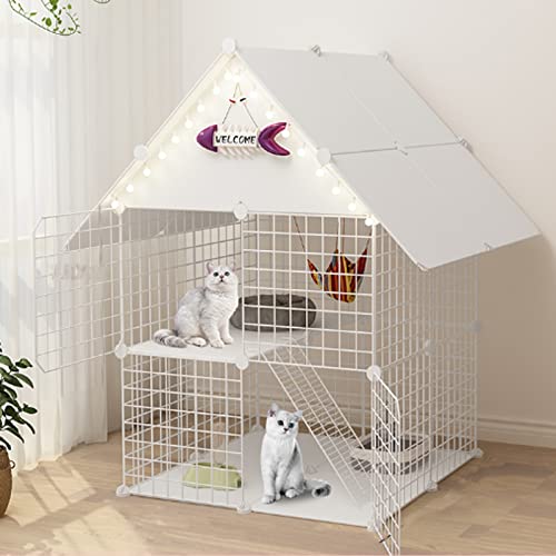 ANSNOW Katzenkäfige Für Den Innenbereich Mit Dach Und Tür, Katzenlaufstall, Katzengehege, Übungshofzaun, Diy Abnehmbare Haustierhütten Aus Metall, Kiste, Deluxe-Katzenhaus, Laufstall, Einfach Zu Mon ANSNOW Katzenkäfige Für Den Innenbereich Mit Dach Und Tür, Katzenlaufstall, Katzengehege, Übungshofzaun, Diy Abnehmbare Haustierhütten Aus Metall, Kiste, Deluxe-Katzenhaus, Laufstall, Einfach Zu Mon von ANSNOW