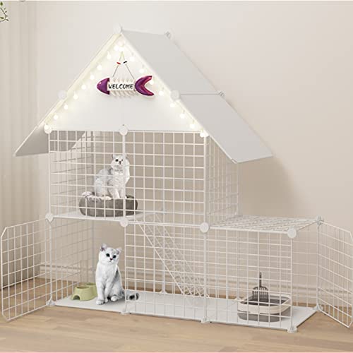 ANSNOW Katzenkäfige Für Den Innenbereich Mit Dach Und Tür, Katzenlaufstall, Katzengehege, Übungshofzaun, Diy Abnehmbare Haustierhütten Aus Metall, Kiste, Deluxe-Katzenhaus, Laufstall, Einfach Zu Mon ANSNOW Katzenkäfige Für Den Innenbereich Mit Dach Und Tür, Katzenlaufstall, Katzengehege, Übungshofzaun, Diy Abnehmbare Haustierhütten Aus Metall, Kiste, Deluxe-Katzenhaus, Laufstall, Einfach Zu Mon von ANSNOW