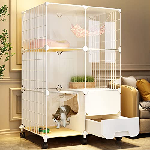 ANSNOW Katzenkäfige Für Den Innenbereich Mit Katzentoilette, Panorama-Transparenz, Schönes Katzenhaus, 360°-Universalrad, Umweltfreundliches Harztablett, Einfach Zu Montieren, Weiß ANSNOW Katzenkäfige Für Den Innenbereich Mit Katzentoilette, Panorama-Transparenz, Schönes Katzenhaus, 360°-Universalrad, Umweltfreundliches Harztablett, Einfach Zu Montieren, Weiß von ANSNOW