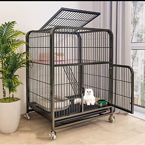 ANSNOW Katzenkäfige Für Hauskatzen, Faltbar, Aus Metall, Stabiler Haustier-Übungszaun, Große Katzenkiste Mit Riemenscheibe Und Tablett, Draht-Katzengehege Mit Türen, Einfach Zu Montieren – Mehrere G von ANSNOW