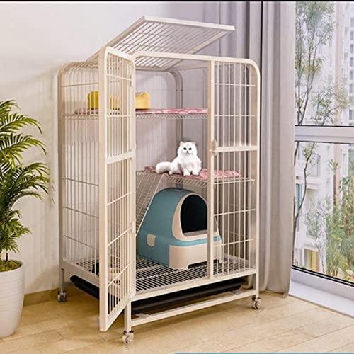 ANSNOW Katzenkäfige Für Hauskatzen, Faltbar, Aus Metall, Stabiler Haustier-Übungszaun, Große Katzenkiste Mit Riemenscheibe Und Tablett, Draht-Katzengehege Mit Türen, Einfach Zu Montieren – Mehrere G von ANSNOW
