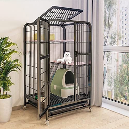 ANSNOW Katzenkäfige Für Hauskatzen, Faltbar, Aus Metall, Stabiler Haustier-Übungszaun, Große Katzenkiste Mit Riemenscheibe Und Tablett, Draht-Katzengehege Mit Türen, Einfach Zu Montieren – Mehrere G von ANSNOW