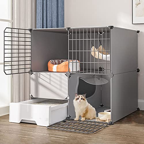 ANSNOW Katzenlaufstall, Katzenhütten Für Hauskatzen, Katzengehege Im Freien, Katzenkäfige Für Den Innenbereich, Groß, 3-Stöckig, Mit Tür Und Geschlossener Katzentoilette, Verwendung Für Kätzchen, Ha ANSNOW Katzenlaufstall, Katzenhütten Für Hauskatzen, Katzengehege Im Freien, Katzenkäfige Für Den Innenbereich, Groß, 3-Stöckig, Mit Tür Und Geschlossener Katzentoilette, Verwendung Für Kätzchen, Ha von ANSNOW