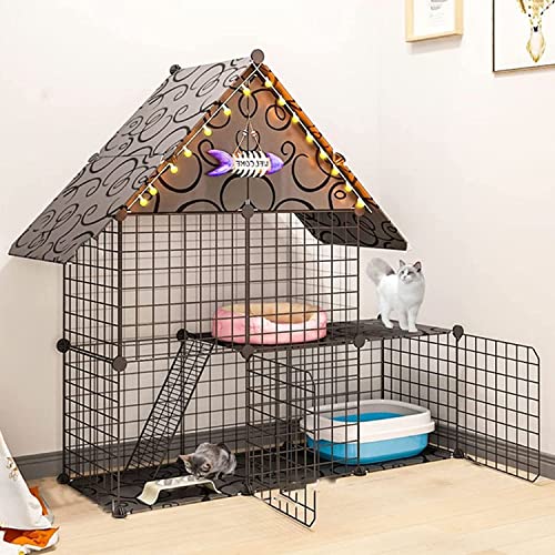 ANSNOW Katzenlaufstall, Katzenkäfig, Katzenhütten Für Den Innenbereich, Kleintierkäfig, Katzengehege Für Katzen, Diy-Katzenlaufstall Mit Schwarzen Harzplatten/111 * 39 * 110Cm von ANSNOW