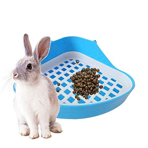 ANTIOCH Kaninchen Bad Wurftablett,Badezimmer für kleine Tiere Ecke Töpfchen,Eck-Tablett für Haustiere für Kaninchen, (Blau) von ANTIOCH
