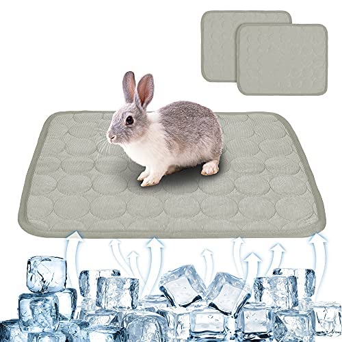 ANUBE 2 x Sommer-Kühlmatte für Kaninchen, waschbares Hasenbett, Kaninchenbett, Meerschweinchen, Käfigauskleidung, Hamster-Urinierkissen, Fleece-Schlafkissen für Eichhörnchen, 40 x 30 cm (grau) von ANUBE