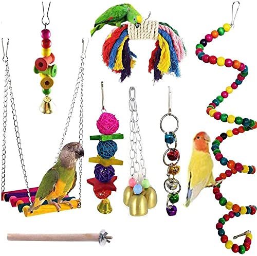 ANUBE Vogel-Papageienspielzeug – 8 Stück, Papageien-Kauspielzeug, Vogelkäfig-Zubehör, perfektes Vogelspielzeug für Sittiche, kleine Papageien, Conures, Aras, Stare ANUBE Vogel-Papageienspielzeug – 8 Stück, Papageien-Kauspielzeug, Vogelkäfig-Zubehör, perfektes Vogelspielzeug für Sittiche, kleine Papageien, Conures, Aras, Stare von ANUBE