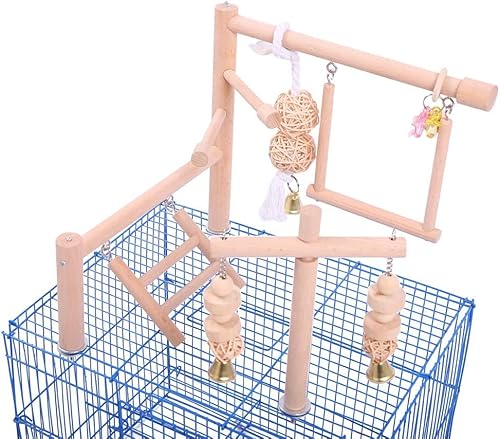 ANUBE Vogelkäfig-Spielständer-Spielzeug-Set, Vogelkäfig-Holzständer, Hängendes Kauspielzeug, Leiter, Schaukel, Papageien-Sitzstange, Spielplatz-Zubehör, Sittiche, Wellensittiche ANUBE Vogelkäfig-Spielständer-Spielzeug-Set, Vogelkäfig-Holzständer, Hängendes Kauspielzeug, Leiter, Schaukel, Papageien-Sitzstange, Spielplatz-Zubehör, Sittiche, Wellensittiche von ANUBE