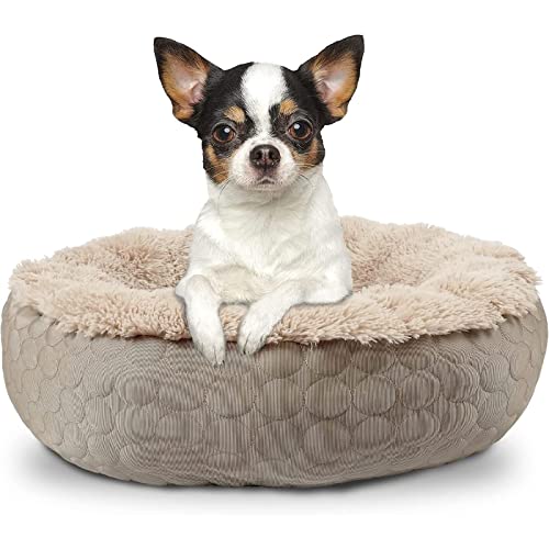 ANWA Hundebett, beruhigendes Donut-Bett, rund, flauschig, für mittelgroße und große Hunde, kühlend, wärmend, weiches Hundekissen, doppelseitig, erhältlich Donut-Bett mit warmen und kühlen Seiten von ANWA