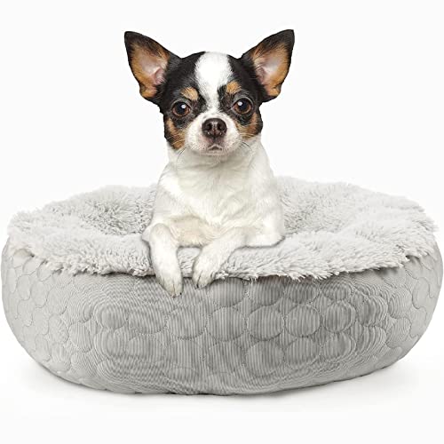 ANWA Hundebett, beruhigendes Donut-Bett, rund, flauschig, für mittelgroße und große Hunde, kühlend, wärmend, weiches Hundekissen, doppelseitig, erhältlich Donut-Bett mit warmen und kühlen Seiten von ANWA