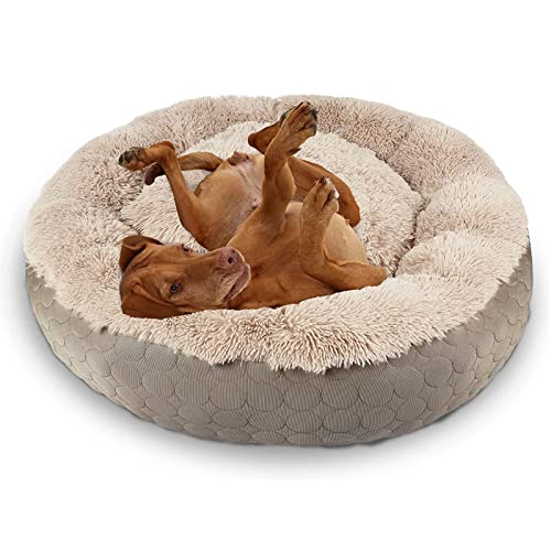 ANWA Hunde-Donut-Bett, beruhigendes Bett, rund, flauschiges Hundebett, für mittelgroße und große Hunde, kühlend, wärmend, weiches Hundekissen, doppelseitig, erhältlich mit warmen und kühlen Seiten, ANWA Hunde-Donut-Bett, beruhigendes Bett, rund, flauschiges Hundebett, für mittelgroße und große Hunde, kühlend, wärmend, weiches Hundekissen, doppelseitig, erhältlich mit warmen und kühlen Seiten, von ANWA