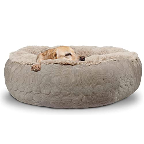 ANWA Hunde-Donut-Bett, beruhigendes Bett, rund, flauschiges Hundebett für mittelgroße und große Hunde, kühlend, wärmend, weiches Hundekissenbett, doppelseitig erhältlich, Donut-Bett mit warmen und von ANWA