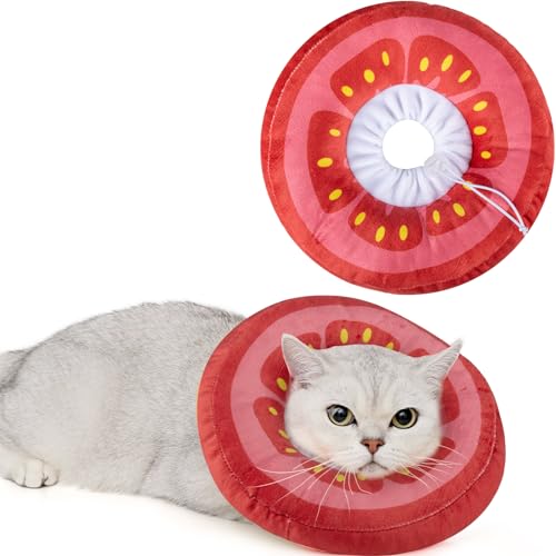 ANWA Verstellbares Katzenkegelhalsband, weich, niedliches Katzen-Donut-Halsband nach Operationen, Kätzchen-Genesungskegel gegen Lecken von ANWA