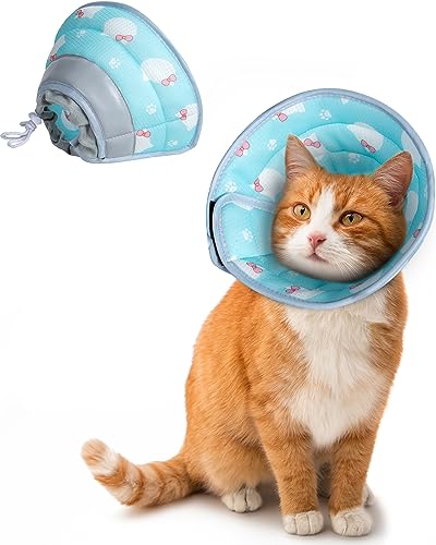 ANWA Weiches Katzen-Kegelhalsband, verstellbares Katzen-Genesungshalsband, weicher Kegel für Katzen nach der Operation, doppelte Sicherheit für die Genesung von ANWA