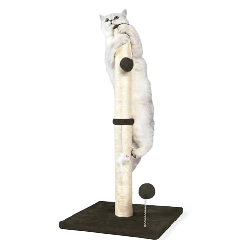 Anwa 81,3 cm hohe Katzenkratzbäume für Hauskatzen, 3-in-1 Katzenkratzbaum mit Plüschtieren, hochqualitativer Sisalpfosten für Katzen jeden Alters mit verstärktem stabilem Boden, Braun von ANWA