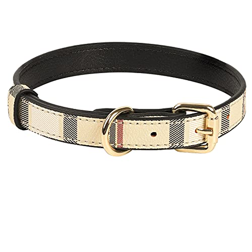 ANYDERTS Hundehalsband aus Leder,modische Halsbänder Karomuster Katzen Hunde,weiche atmungsaktive echte Lederhalsbänder rostbeständiger Legierung kleine,mittlere,große Groß (Hals 46-56,Breite 2.5cm) ANYDERTS Hundehalsband aus Leder,modische Halsbänder Karomuster Katzen Hunde,weiche atmungsaktive echte Lederhalsbänder rostbeständiger Legierung kleine,mittlere,große Groß (Hals 46-56,Breite 2.5cm) von ANYDERTS