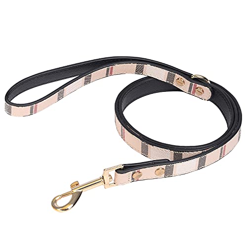 Welpen-Lederleine, kariertes Muster Strapazierfähige Lederleine mit Metallschnalle, leichte und weiche Lederleinen für Katzen, kleine und mittelgroße Hunde beim Training und beim Spazierengehen (1.2M) Welpen-Lederleine, kariertes Muster Strapazierfähige Lederleine mit Metallschnalle, leichte und weiche Lederleinen für Katzen, kleine und mittelgroße Hunde beim Training und beim Spazierengehen (1.2M) von ANYDERTS