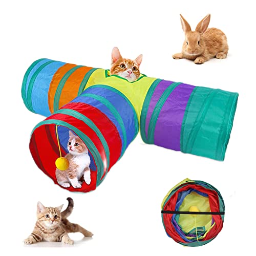 Katzentunnel,3 Wege Katzenspielzeug Tunnel,Pet Play Tunnel Tube,Spieltunnel für Katze, Welpen,Kitty,Kätzchen,Kaninchen von ANYUANKW