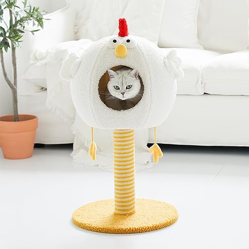 Kratzbaum für Katzen, Design in Kükenform, mit Neckspielzeug und Kratzbaum aus Sisalseil für Katzen jeden Alters von ANram