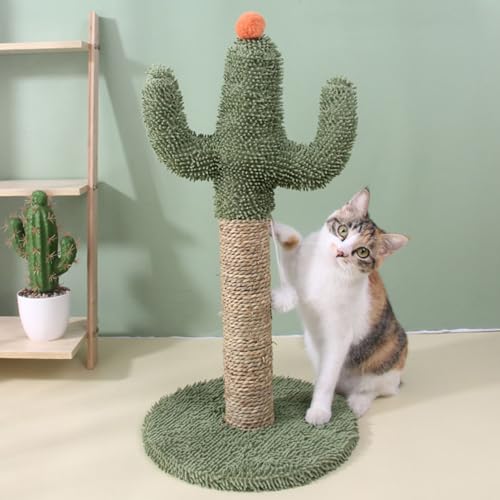 Kratzbaum für Katzen, niedlicher Kaktus, 59,9 cm hoch, Kratzbaum für Hauskatzen mit baumelnden Bällen, Kratzbaum, Sisalseil, Katzenkratzbäume für große Katzen und Kätzchen, grün von ANram