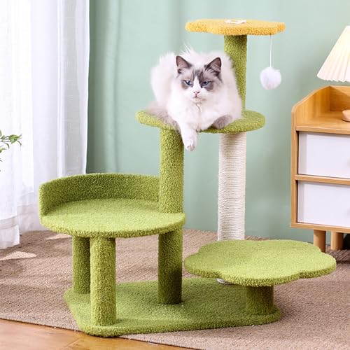 Kratzbaum für kleine Katzen, Plüsch-Katzenturm mit großem Katzenbett, mehrschichtiger Plattform und Sisal-Katzenkratzbaum für Kätzchen von ANram