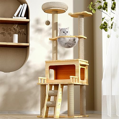 Kratzbaumturm für Hauskatzen, mehrstöckige Katzenwohnung, Katzenbettmöbel mit Kratzbaum, Aktivitätscenter für Kätzchen von ANram