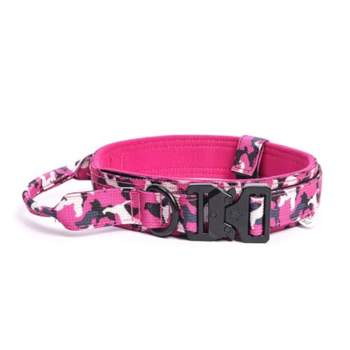 AOBUJDUB Hundehalsband, Militärisches Hundehalsband Verstellbar Mit Kontrollgriff, Militär-Hundehalsband Nylon mit Metallschnalle Für Mittelgroße Große Hunde(#E,M-(36cm-48cm)) von AOBUJDUB