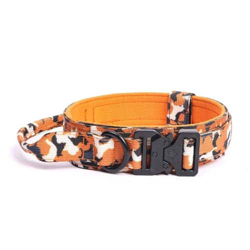 Hundehalsband, Militärisches Hundehalsband Verstellbar Mit Kontrollgriff, Militär-Hundehalsband Nylon mit Metallschnalle Für Mittelgroße Große Hunde(#A,XL-(50cm-62cm)) von AOBUJDUB