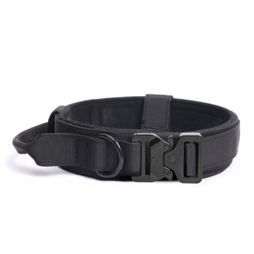 AOBUJDUB Hundehalsband, Militärisches Hundehalsband Verstellbar Mit Kontrollgriff, Militär-Hundehalsband Nylon mit Metallschnalle Für Mittelgroße Große Hunde(#D,L-(42cm-54cm)) von AOBUJDUB