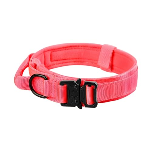 Hundehalsband, Taktisch Verstellbar mit Kontrollgriff, Aus Nylon, Gepolstert, Metallschnalle, Für Mittlere Große Hunde Jagd Training Outdoor, mit Robuste Metallschnalle(#E,L(23-33KG)) von AOBUJDUB
