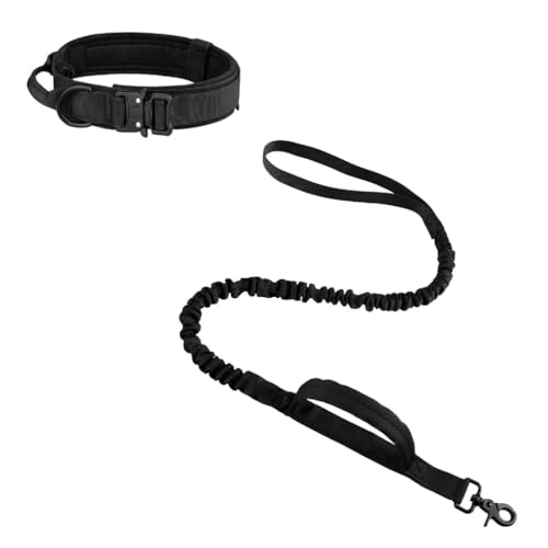 Hundehalsband, Taktisch Verstellbar mit Kontrollgriff, Aus Nylon, Gepolstert, Metallschnalle, Für Mittlere Große Hunde Jagd Training Outdoor, mit Robuste Metallschnalle(#I,M(14-23KG)) von AOBUJDUB