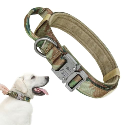 Hundehalsband, Weich Gepolstertes Verstellbare Nylon mit Kontrollgriff Metallschnalle, für Mittlere Große Hunde Jagd Training Outdoor(#B,L) von AOBUJDUB