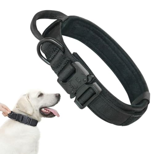Hundehalsband, Weich Gepolstertes Verstellbare Nylon mit Kontrollgriff Metallschnalle, für Mittlere Große Hunde Jagd Training Outdoor(#C,L) von AOBUJDUB