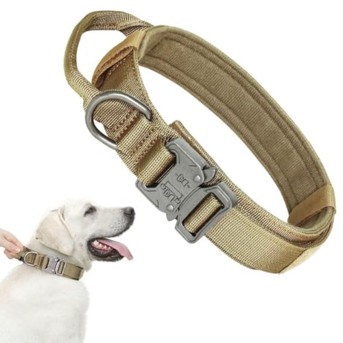 AOBUJDUB Hundehalsband, Weich Gepolstertes Verstellbare Nylon mit Kontrollgriff Metallschnalle, für Mittlere Große Hunde Jagd Training Outdoor(#D,L) von AOBUJDUB