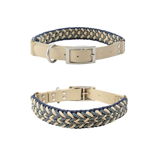 Hundehalsband Aus Weichem, Atmungsaktives, Strapazierfähiges Hundehalsband Aus Leder mit Verstellbarer Rostfreier Metallschnalle Für Mittelgroße und Große Hunde(#C,L-42-52cm) von AOBUJDUB