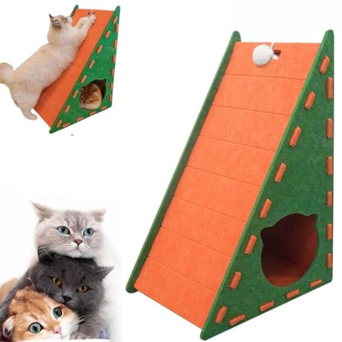 Kratzbrett Katze, Widerstandsfähig Katzenkratzbrett mit Ballspielzeug, Katzen Kratzmöbel Aus Hochwertiger Karton Für Wand und Ecke, Groß(Green) von AOBUJDUB