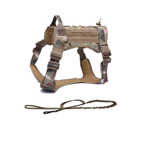 Taktische Hundeweste Service Hundegeschirr, Militär Arbeits-Moll-Weste,Kein Ziehen, Mit Tragegriff Und Abnehmbaren Taschen Für Mittelgroße Und Große Hunde(#B,M) von AOBUJDUB