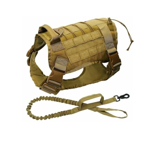 AOBUJDUB Taktische Hundeweste Service Hundegeschirr, Militär Arbeits-Moll-Weste,Kein Ziehen, Mit Tragegriff Und Abnehmbaren Taschen Für Mittelgroße Und Große Hunde(#C,M) von AOBUJDUB