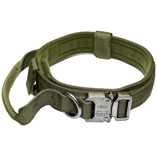 Taktisches Hundehalsband mit Griff, Militärische Hundehalsbänder Verstellbares Trainingshalsband Weiches Nylon, Militär-Hundehalsband Nylon mit Metallschnalle(#B,M) von AOBUJDUB