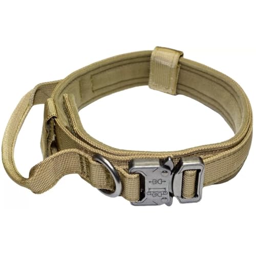 AOBUJDUB Taktisches Hundehalsband mit Griff, Militärische Hundehalsbänder Verstellbares Trainingshalsband Weiches Nylon, Militär-Hundehalsband Nylon mit Metallschnalle(#D,M) von AOBUJDUB