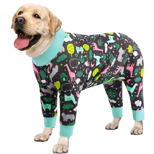 AOFITEE Genesungsanzug für Hunde nach Operationen, Einteiler, chirurgisches Hemd für Bauchwunden, Dinosaurier-Camouflage-Pyjama, Body für mittelgroße und große Hunde, kegelförmige Alternative von AOFITEE