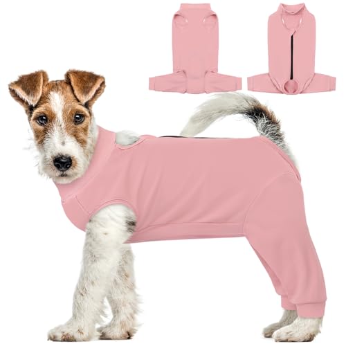 AOFITEE Hundebody Nach Op, Atmungsaktiv Wundschutzanzug für Hunde Nach Op, Hundebody Nach Op Hündin mit Bein, Hund Leckschutz für Hinterbeine Anti-lecken Schutzanzug nach Kastration, Rosa XS von AOFITEE