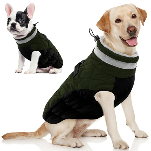 AOFITEE Extra Großer Hundemantel, Warme Hundewinterjacke für Große Hunde, Reflektierende Rollkragen-Hundejacke Fleece-Mantel mit Geschirr, wasserdichte Hunde-Schneejacke für Corgi, Border Collie AOFITEE Extra Großer Hundemantel, Warme Hundewinterjacke für Große Hunde, Reflektierende Rollkragen-Hundejacke Fleece-Mantel mit Geschirr, wasserdichte Hunde-Schneejacke für Corgi, Border Collie von AOFITEE