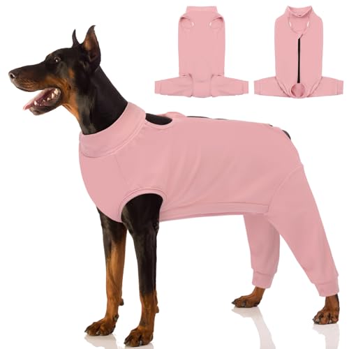AOFITEE Hundebody Nach Op, Atmungsaktiv Wundschutzanzug für Hunde Nach Op, Hundebody Nach Op Hündin mit Bein, Hund Leckschutz für Hinterbeine Anti-lecken Schutzanzug nach Kastration, Rosa XL von AOFITEE