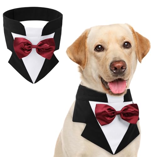 AOFITEE Formal Dog Smoking, großes Hundehalstuch mit Fliege, verstellbares Geburtstagskostüm, Valentinstag, Outfits, Fliege für große Party, Smoking, Hochzeit, Outfit, Schwarz, Größe L AOFITEE Formal Dog Smoking, großes Hundehalstuch mit Fliege, verstellbares Geburtstagskostüm, Valentinstag, Outfits, Fliege für große Party, Smoking, Hochzeit, Outfit, Schwarz, Größe L von AOFITEE