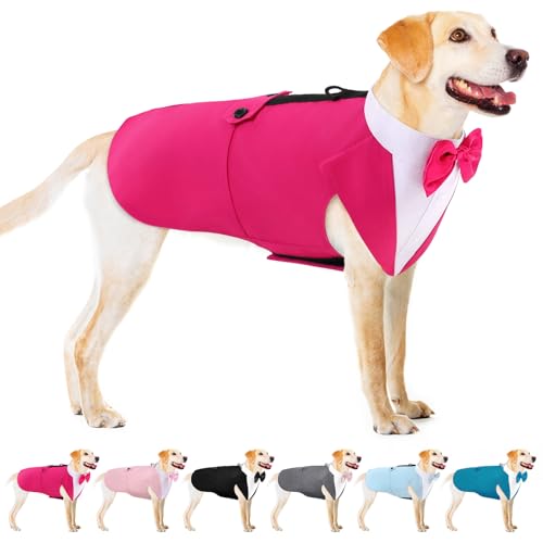AOFITEE Formal Dog Suit and Bandana Set, Gentle Dogs Wedding Party Suit Bow Tie Shirt, Smoking for Medium Dogs Costume Outfit with Detachable Bowtie Collar for Christmas Halloween Dress Up von AOFITEE