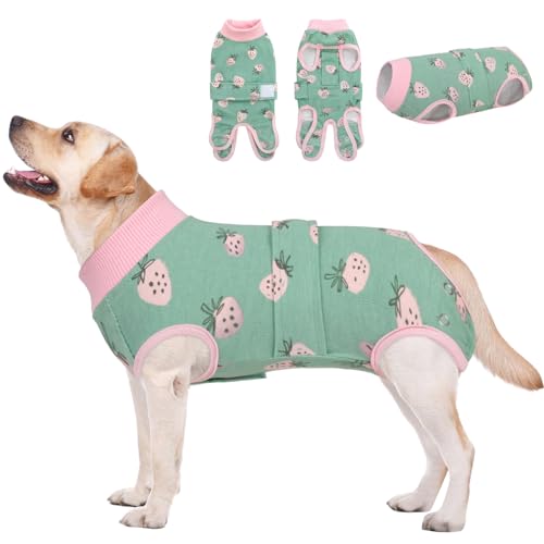 AOFITEE Hund Genesungsanzug, Hund chirurgischer Genesungsanzug für Hündinnen und männliche Hunde, Anti Lecken Hund chirurgisches Shirt mit Pinkelloch, Erdbeere 2XL von AOFITEE